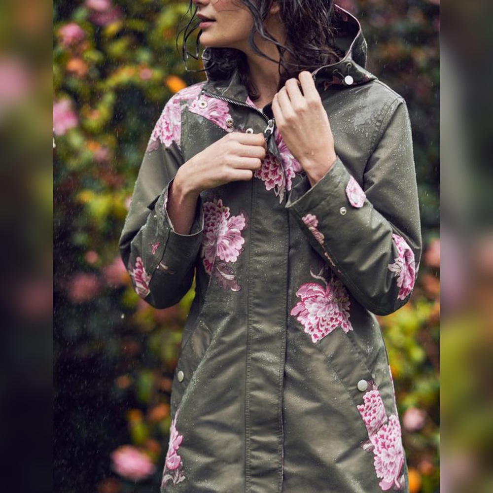 Joules “The Coast” Peony printed anorak style rain jacket